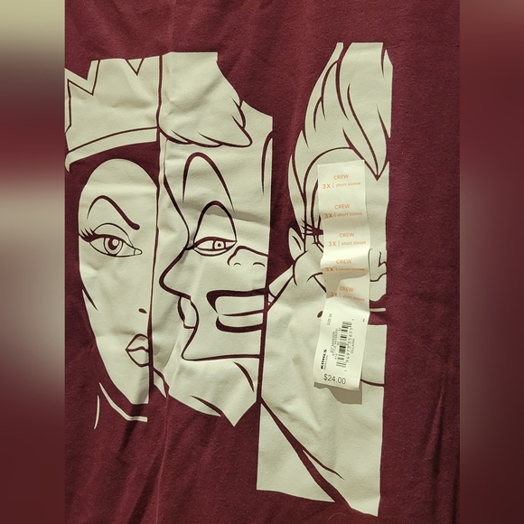 Clearance ☆ Disney Plus Size 3x Villains T-Shirt • Burgundy/Wine - Picture 4 of 7